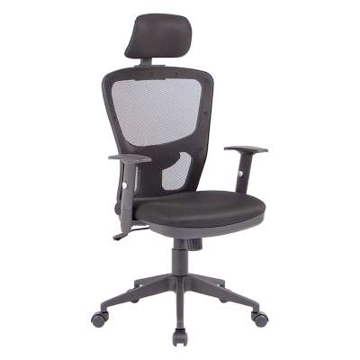 Sturdy High Back Mesh Chair With Adjustable Headrest and Lumbar Support Black Computer Chair