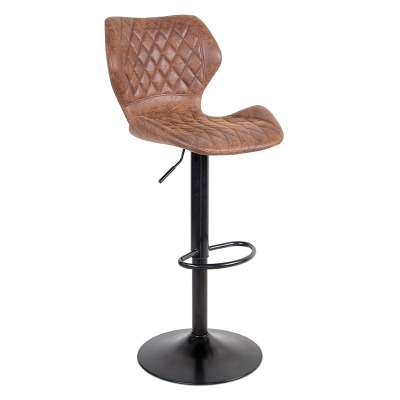 High Class Antique Style Retro PU Leather Adjustable Swivel Bar Stools for Kitchen Bistro Pub