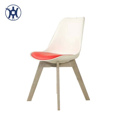 PU Padded Plastic Oak Leg Garden Chair PU Cushion Eme Bar Chair