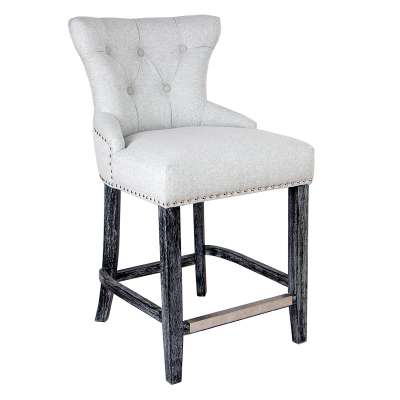 Antique Elegant Button Tufted Luxury Fabric Nail Head Trim Dining Chair