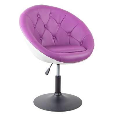 PU Leather Round Tufted Back Swivel Bar Chair Accent Adjustable Stool